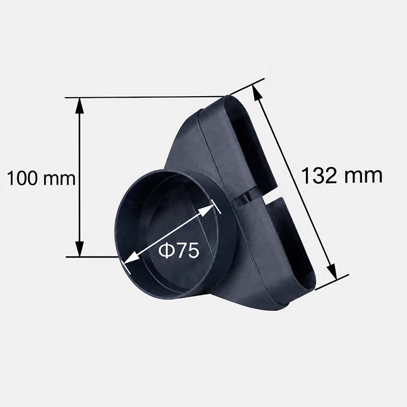 Прямоугольный переход на круг под прямым углом 132x30mm