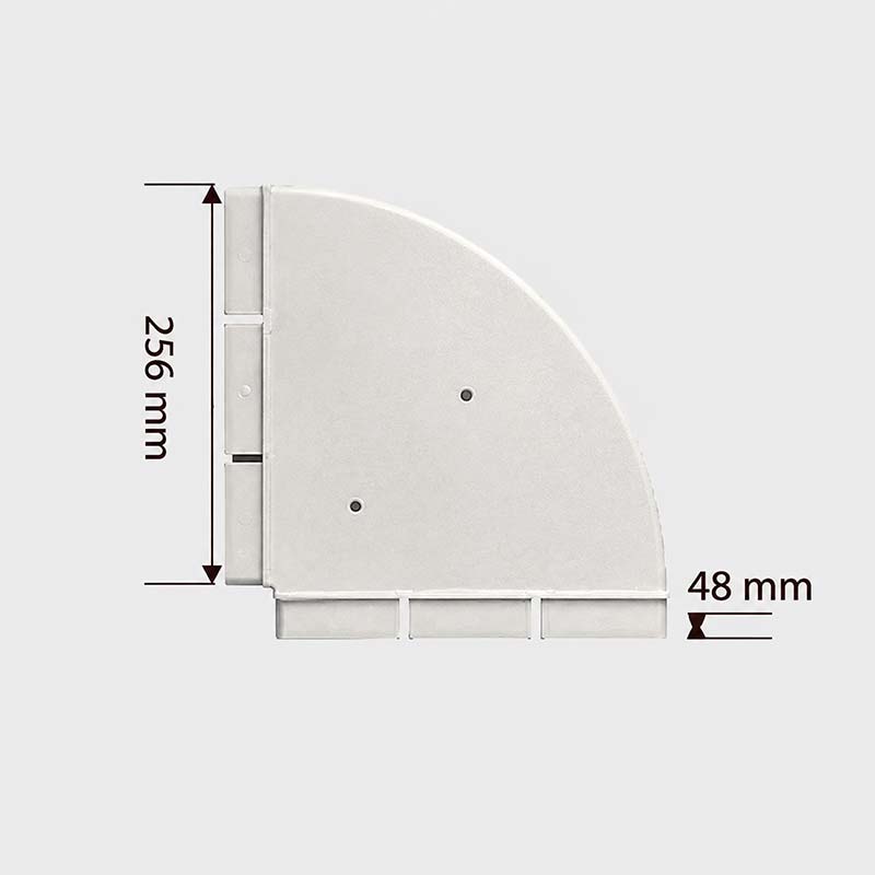Прямоугольный горизонтальный отвод под 90° 256x48mm