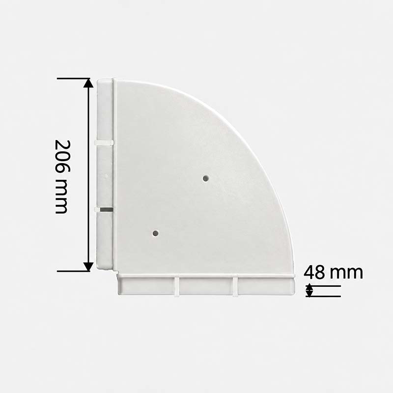 Прямоугольный горизонтальный отвод под 90° 206x48mm