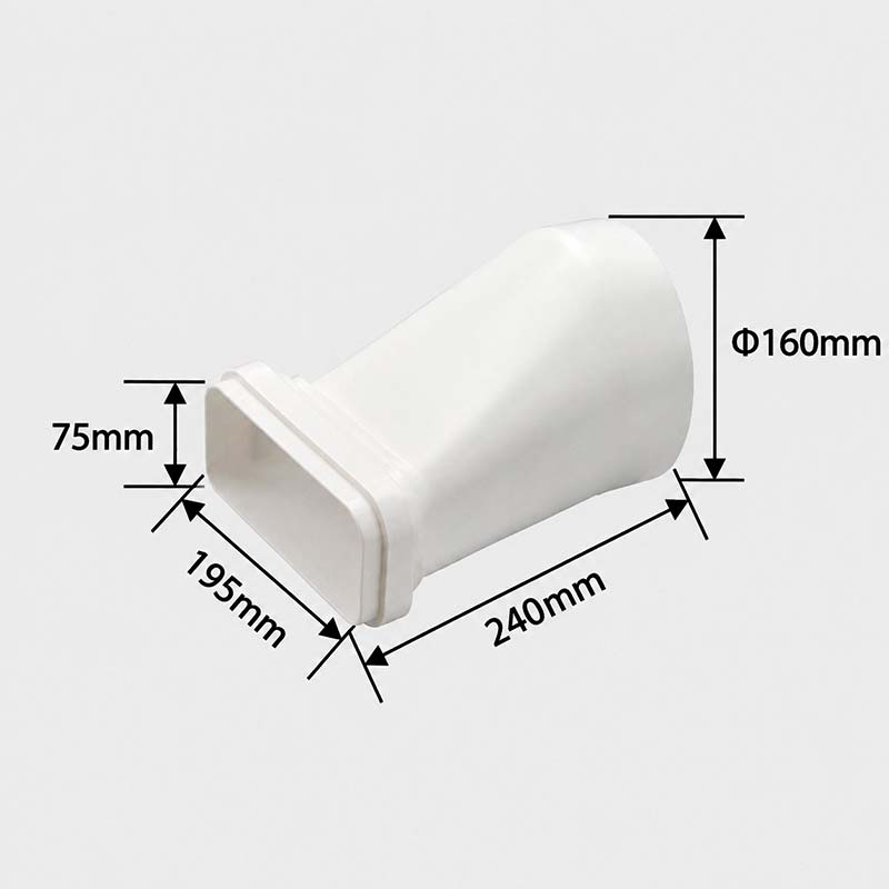 Переходной соединитель с круглого в прямоугольное сечение 195x75mm