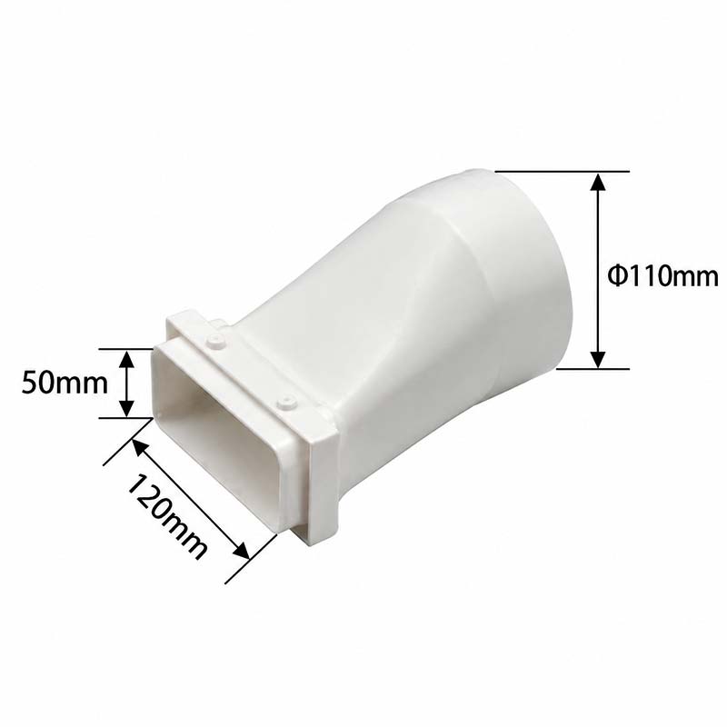 Прямой плоско- круглый переходник потолочной подачи воздуха Ф110 120x50mm